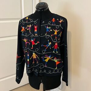 MICHEAL SIMON LITE Vintage Cardigan Christmas Holiday Ice Skating Top